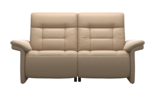 Contemporary Power Reclining Loveseat with Power Headrests & Upholstered Arms