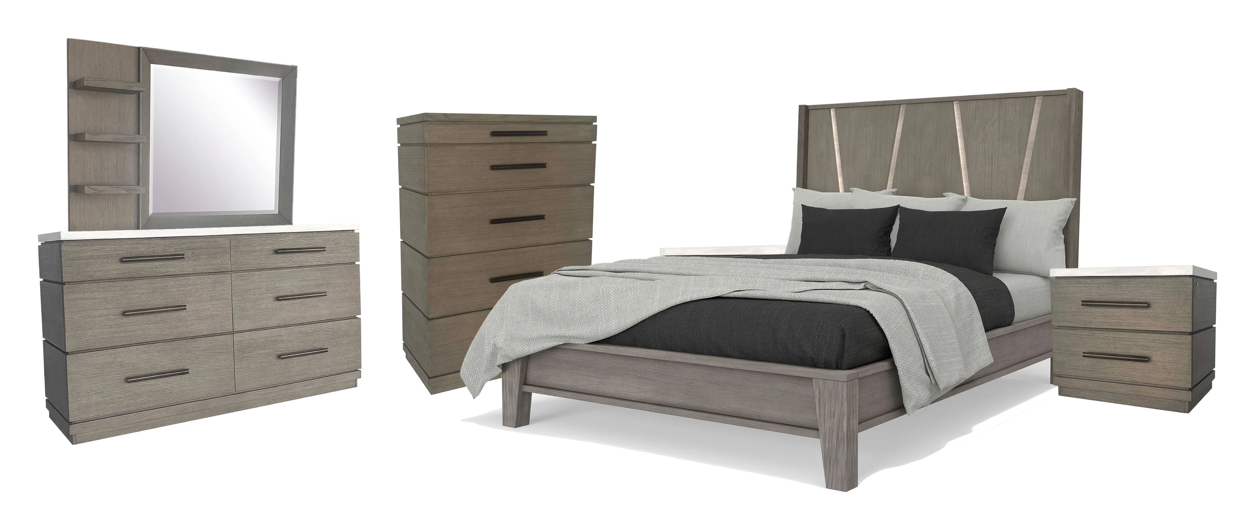 Parker House Pure Modern BPUR6PC1150DMN2C Contemporary 6Piece Queen Bedroom Set Coconis