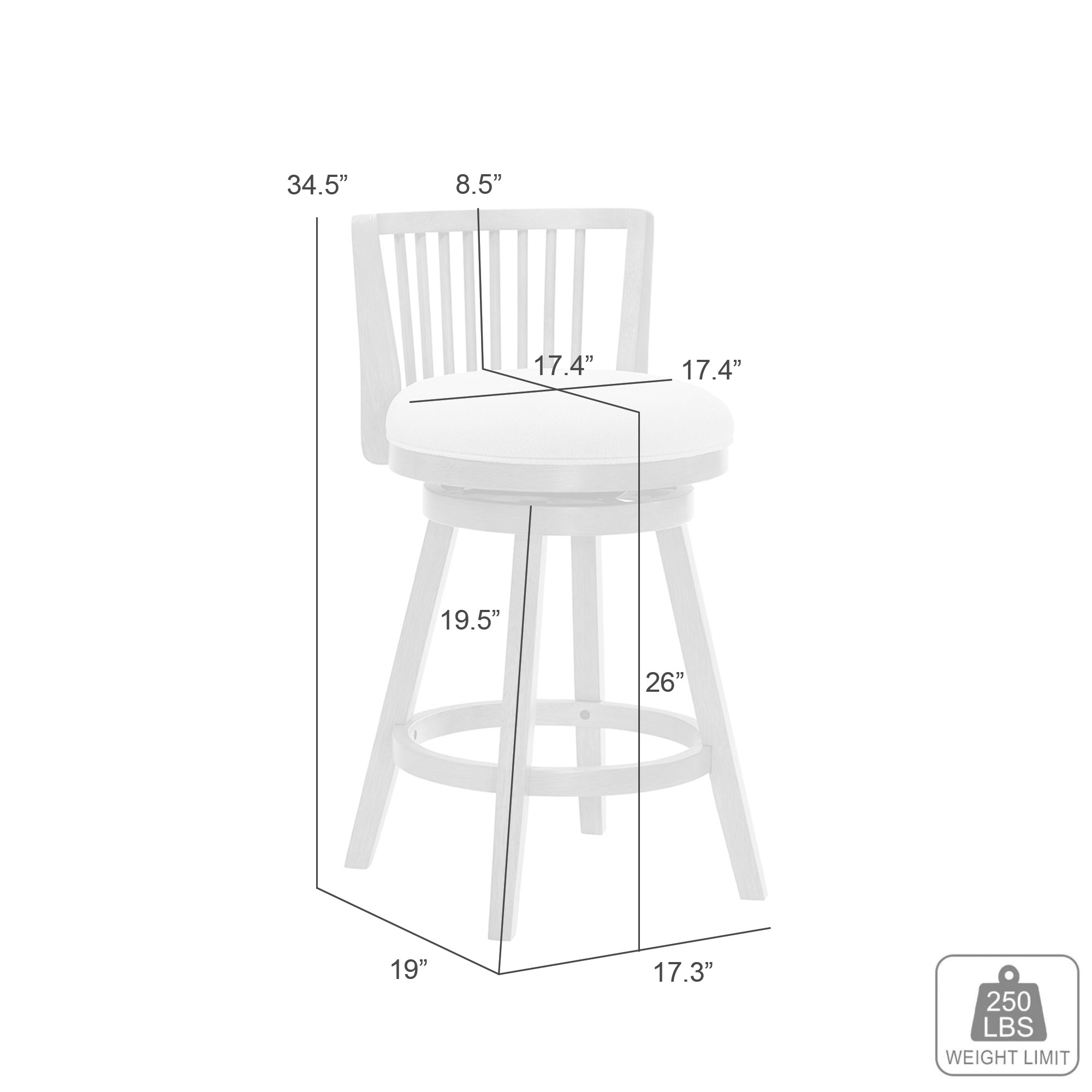 Armen Living Harper Uph. Spindle-Back Swivel Counter Stool