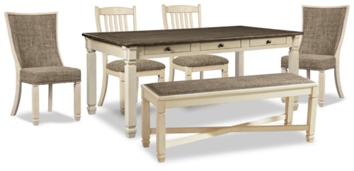 Dining Table, 4 Chairs And Bench
