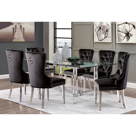 7 Pc. Dining Table Set, Black Chairs