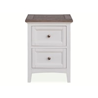 Modern Farmhouse Two-Tone 2-Drawer Nightstand with Felt-Lined Top Drawer