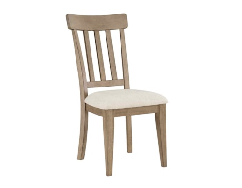 Transitional Upholstered Side Chair with Slat Back
