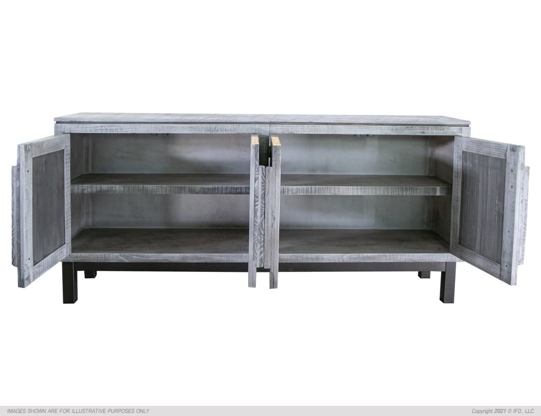 International Furniture Direct Cosalá IFD8081CNSWT Rustic White 4Door Console Table Westrich