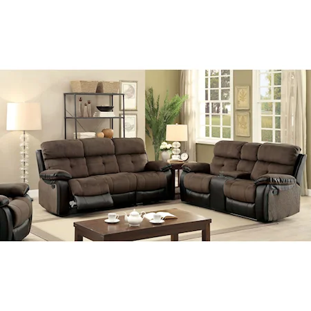 Transitional Reclining Sofa and Loveseat Set