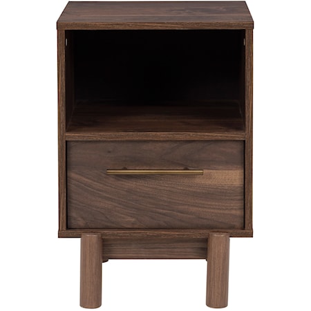 Contemporary 1-Drawer Nightstand with Open Storage