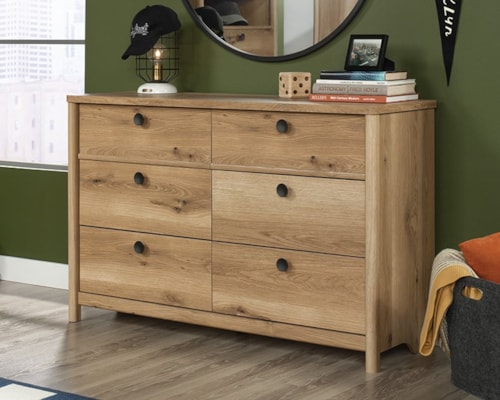 Casual Six-Drawer Bedroom Chest with Easy-Glide Drawers