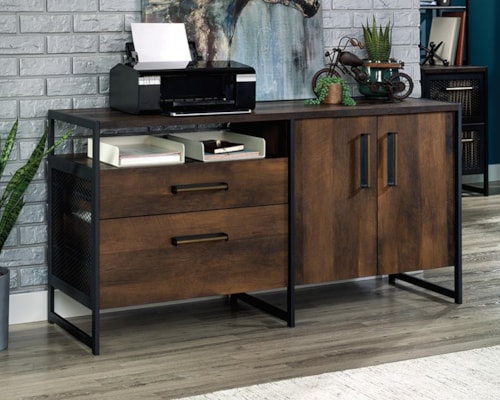 Industrial Credenza Cabinet with Metal Frame