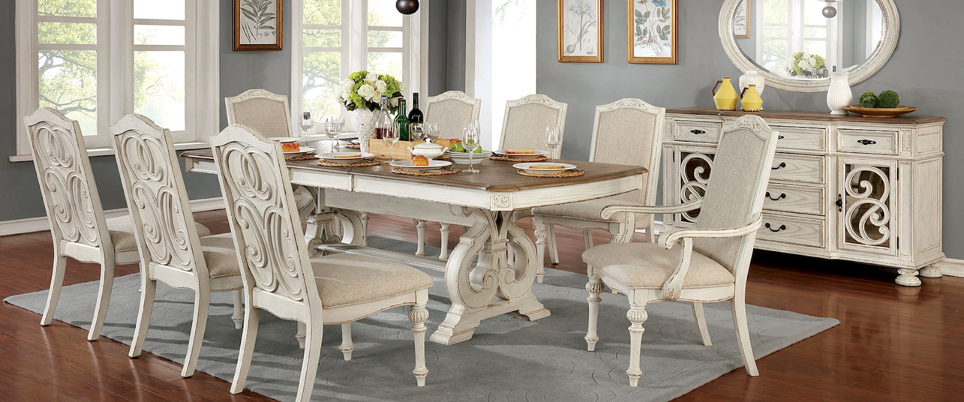 Rustic 9-Piece Dining Set with Expandable Leaf