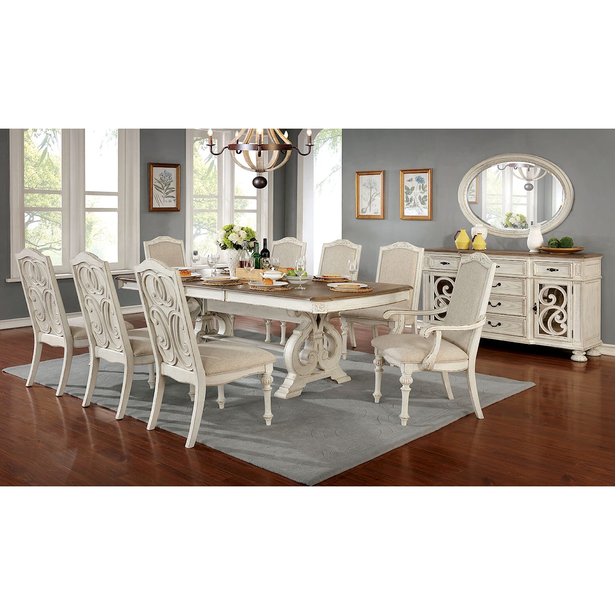 Furniture of America - FOA Arcadia 9-Piece Dining Set