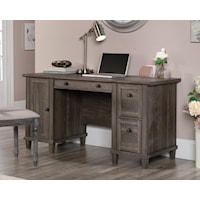 Transitional Double Pedestal Desk with Drop-Front Keyboard/Mousepad