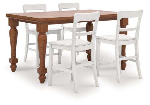 Counter Height Dining Table And 4 Barstools