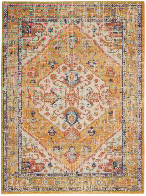 5'3" x 7'3" Ivory/Yellow Rectangle Rug