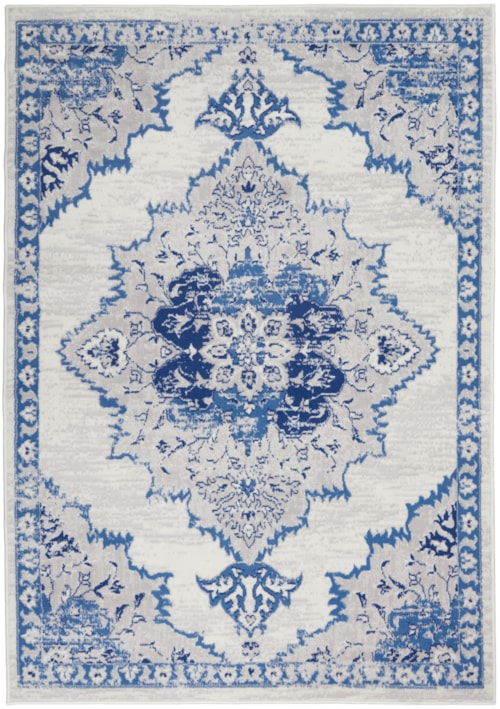 4' x 6' Ivory Blue Rectangle Rug