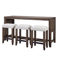 Transitional Console Table with 3 Stools