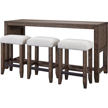 Transitional Console Table with 3 Stools