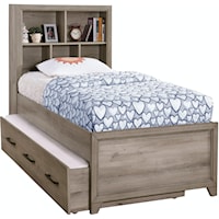 Transitional Twin Bookcase Bed with Trundle