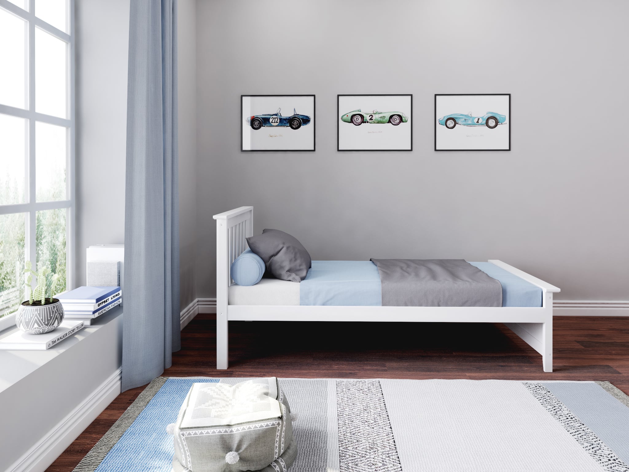 Jackpot Kids Single Beds Youth Twin Single Bed in White