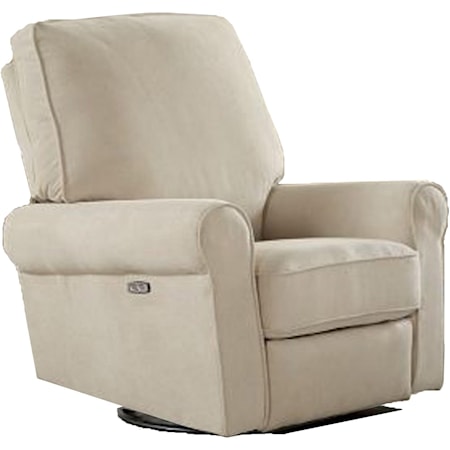 Transitional Swivel Glider Rocker Recliner with Rolled Arms