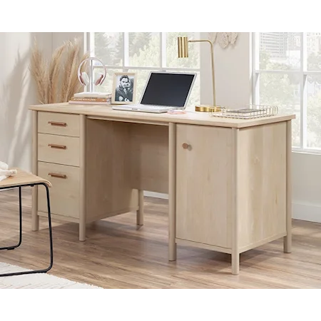 Transitional Double Pedestal Desk with File Drawer
