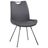 Contemporary Dining Chairs in Grey Powder Coated Finish with Grey Faux Leather - Set of 2