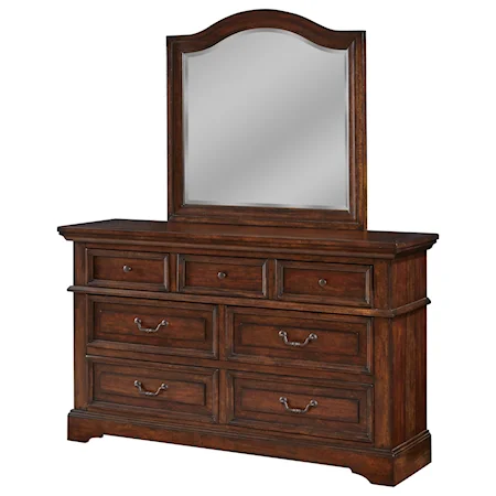 Traditional 7-Drawer Dresser and Mirror Set