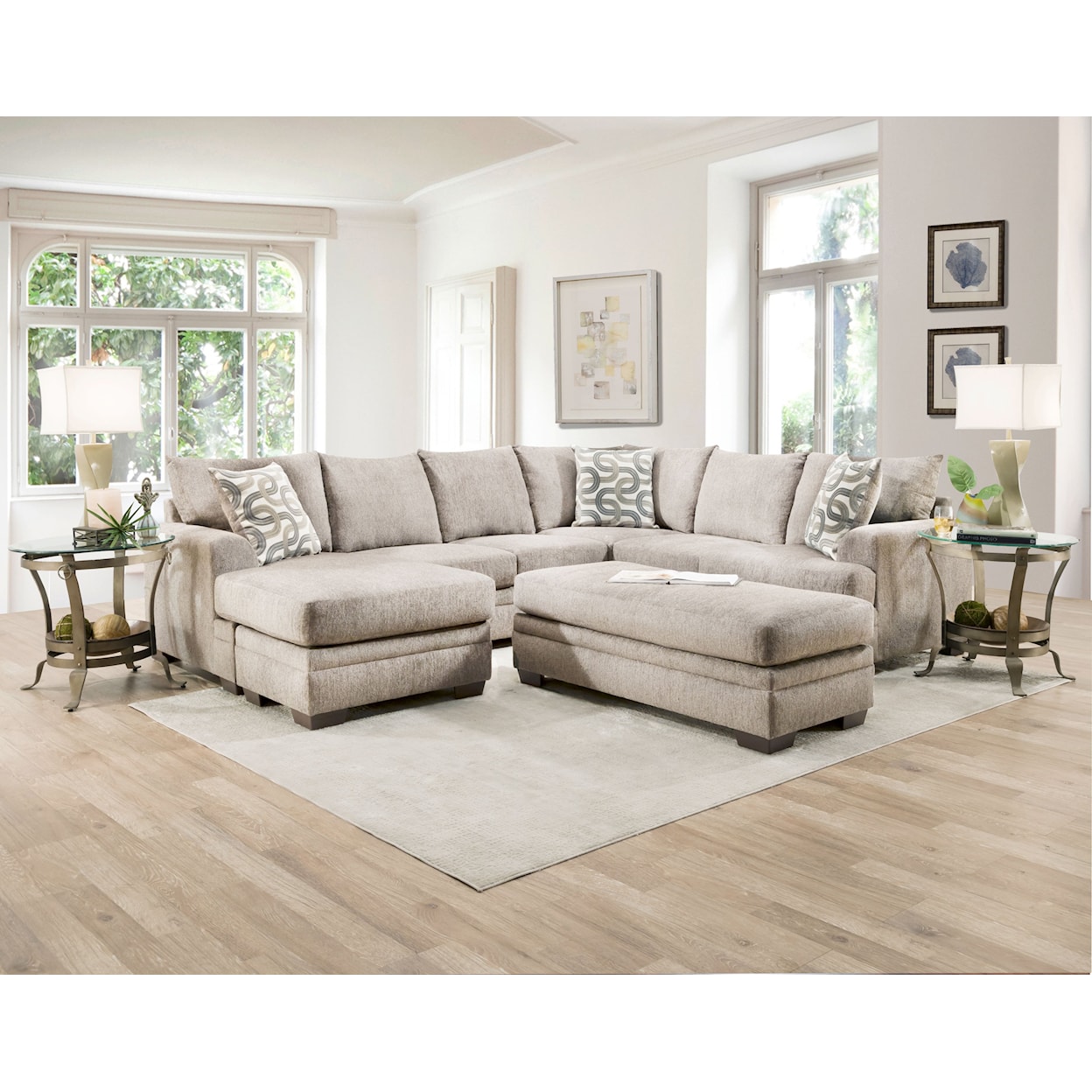 Behold Home 1310 Bailey Sectional Sofa with Ottoman