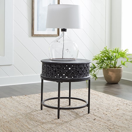 Global Accent End Table with Metal Base