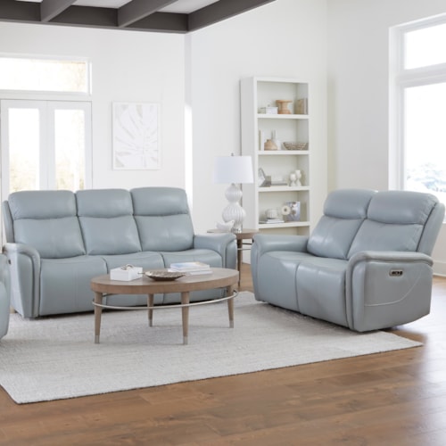 Casual Power Reclining Sofa and Loveseat Set with Power Headrests