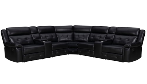 Casual 7-Piece Manual Reclining Sectional Sofa with Entertainment Consoles