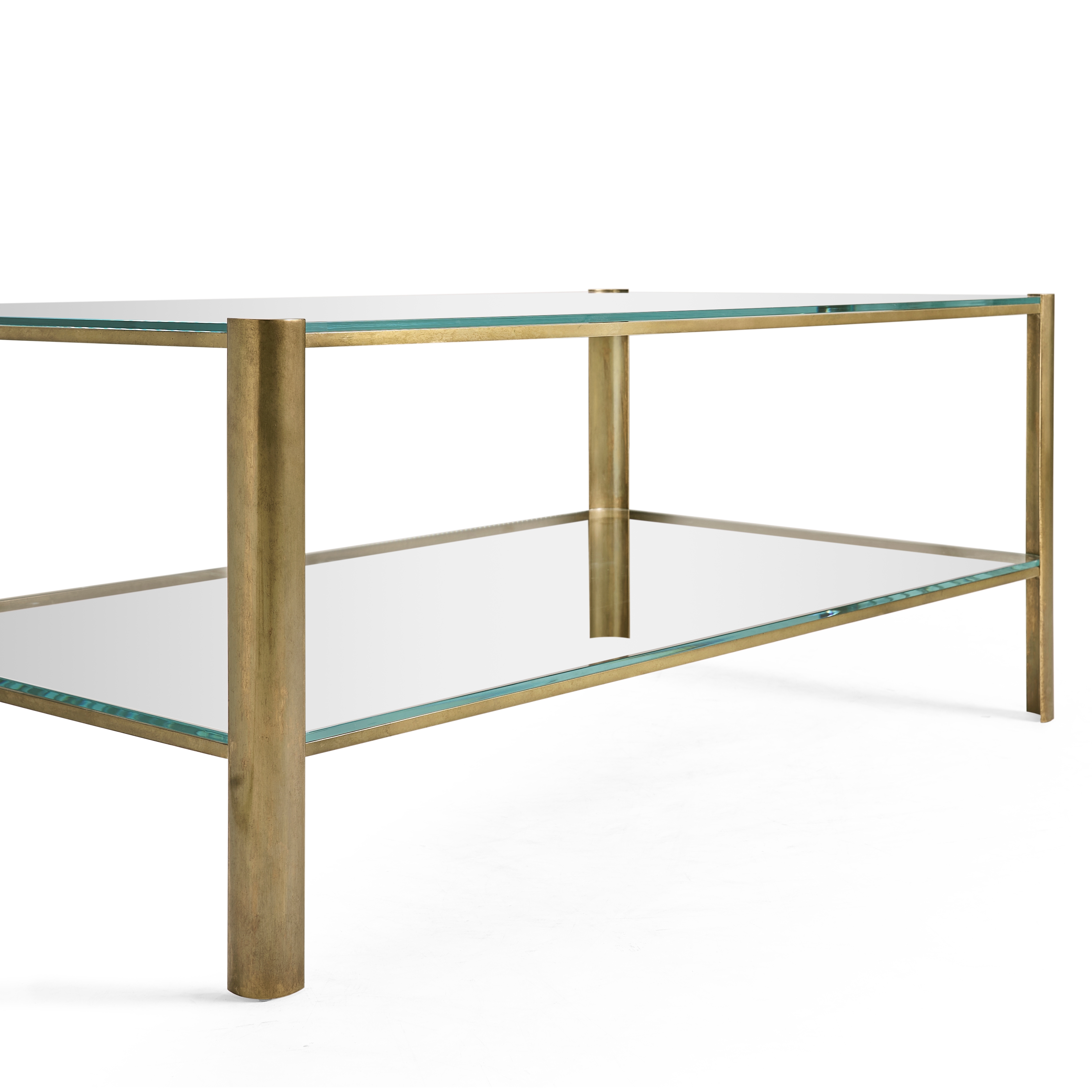 Jonathan Charles JC Modern Cosmo Antique Brass Cocktail Table