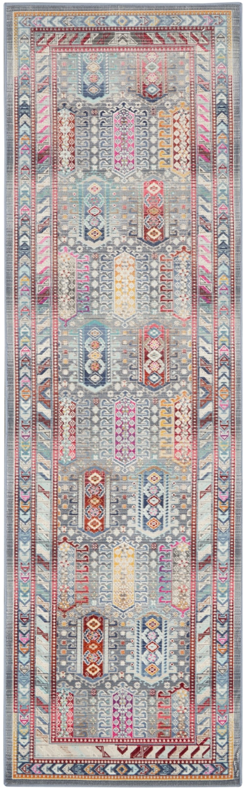 2'4" x 8' Grey/Multi Runner Rug