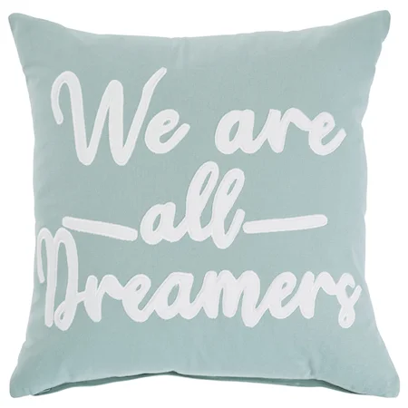 Dreamers Light Green/White Pillow