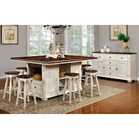 Cottage 9 Piece Dining Set with Shelving and Storage