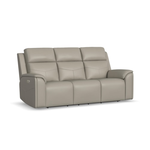 Transitional Power Reclining Sofa with Power  Heated Seats and Massaging