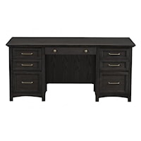 Transitional Computer Desk with Locking File Drawers