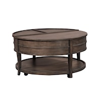 Transitional Round Cocktail Table with Lift Top