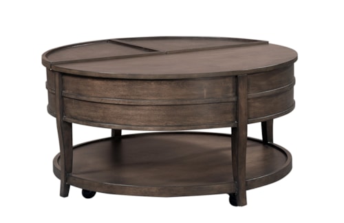 Transitional Round Cocktail Table with Lift Top