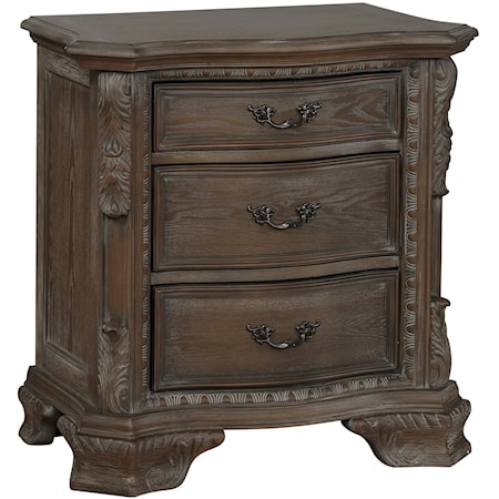 Sheffield Traditional 3-Drawer Night Stand with Bracket Feet
