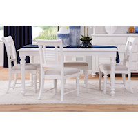 Coastal 5-Piece Dining Set with Upholstered Chairs