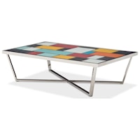 Contemporary Rectangular Cocktail Table with X Base