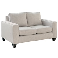 Transitional Loveseat with Plush Seating and Track Arms