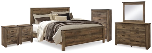King Panel Bed. Dresser, Mirror, Chest And 2 Nightstands