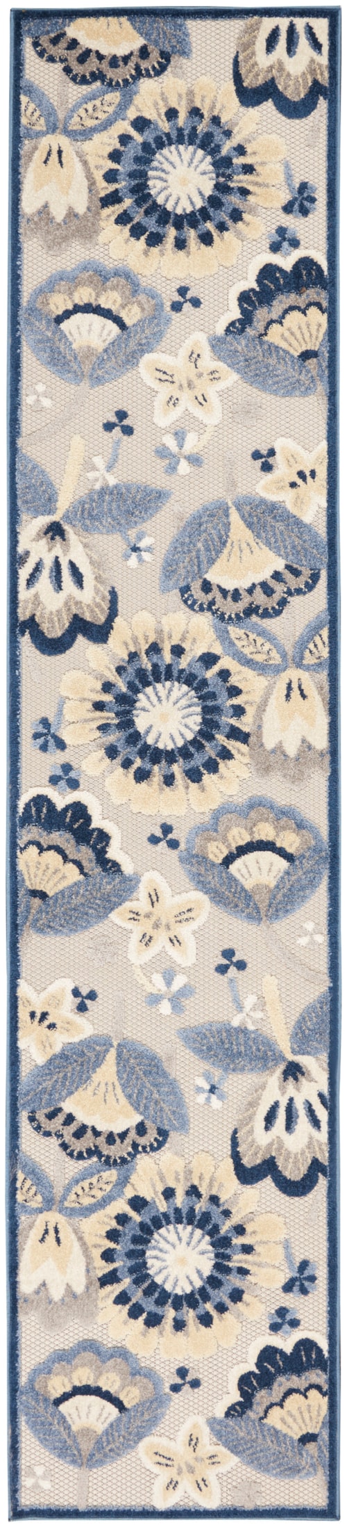 2'3" x 12' Blue/Grey Runner Rug