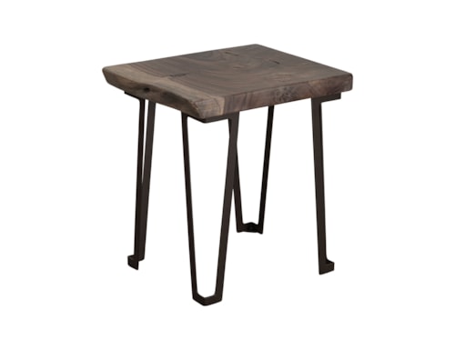 Rustic Live Edge Chairside Table with Iron Legs