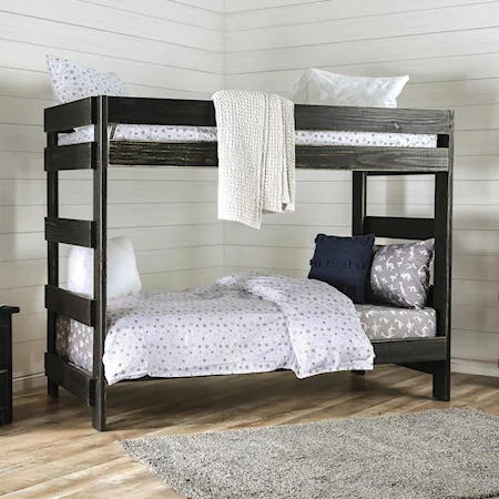 Rustic Twin/Twin Bunk Bed with 2 Slat Kits