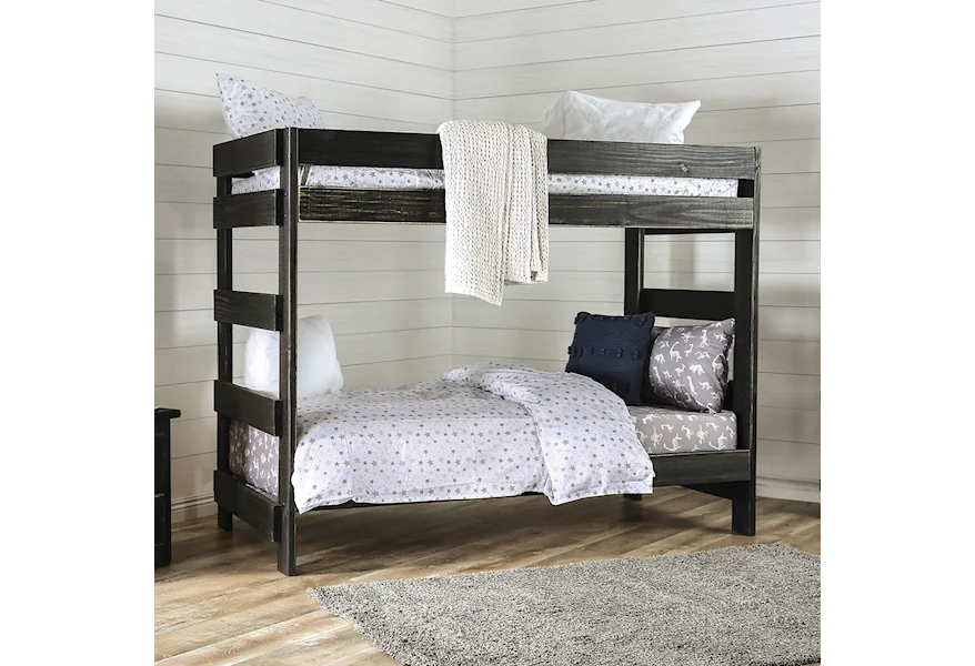 Arlette Twin/Twin Bunk Bed with 2 Slat Kits by Furniture of America at Dream Home Interiors