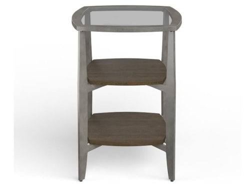 Transitional Square Accent Table with Glass Table Top