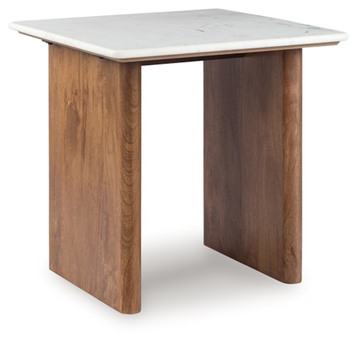 Rectangular End Table with Marble Top