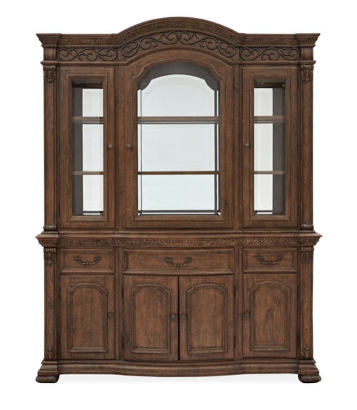 Traditional Buffet and Hutch with Concealed Storage
